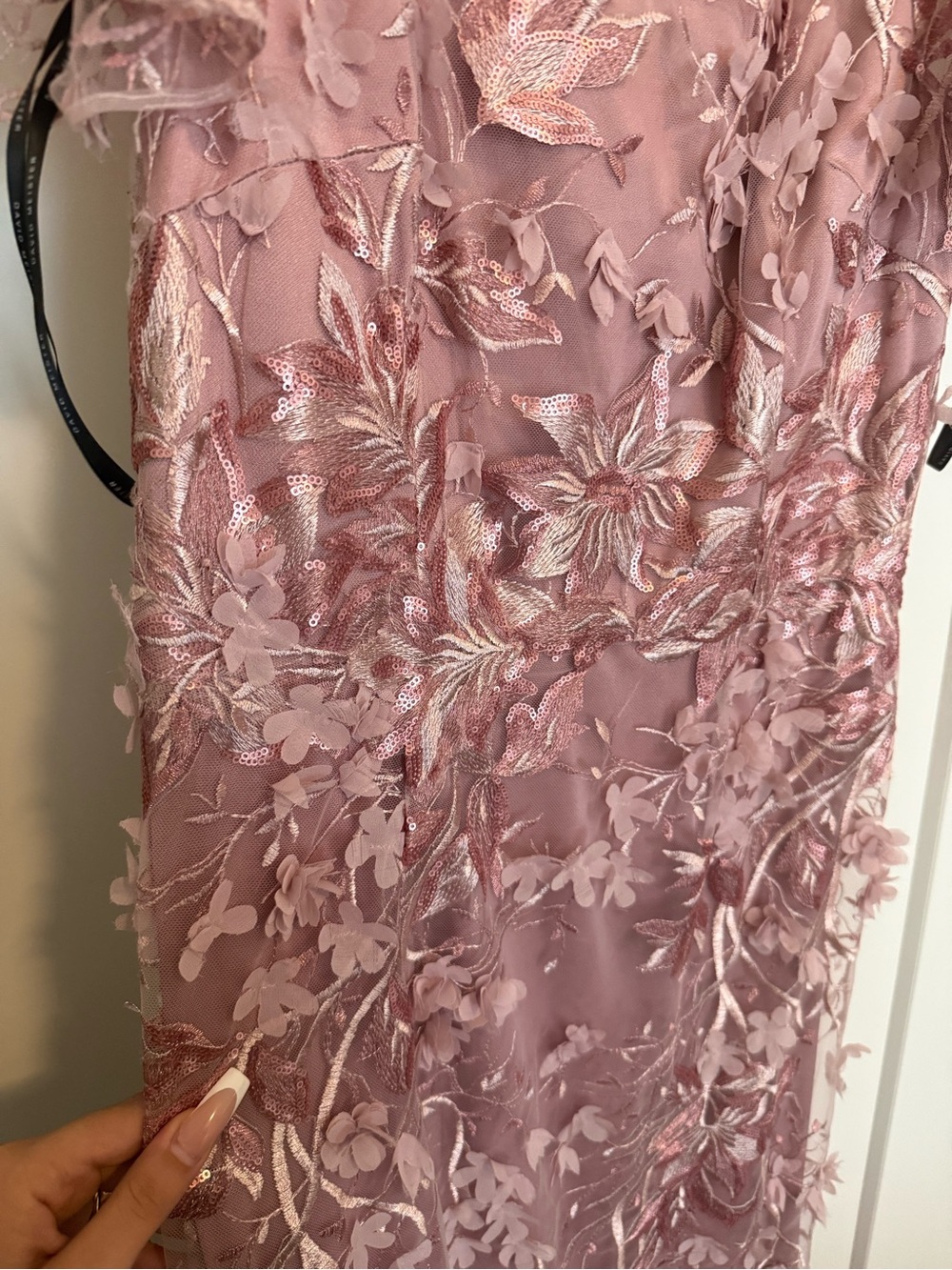 David Meister Embroidered Blush Pink Gown - Picture 3 of 4